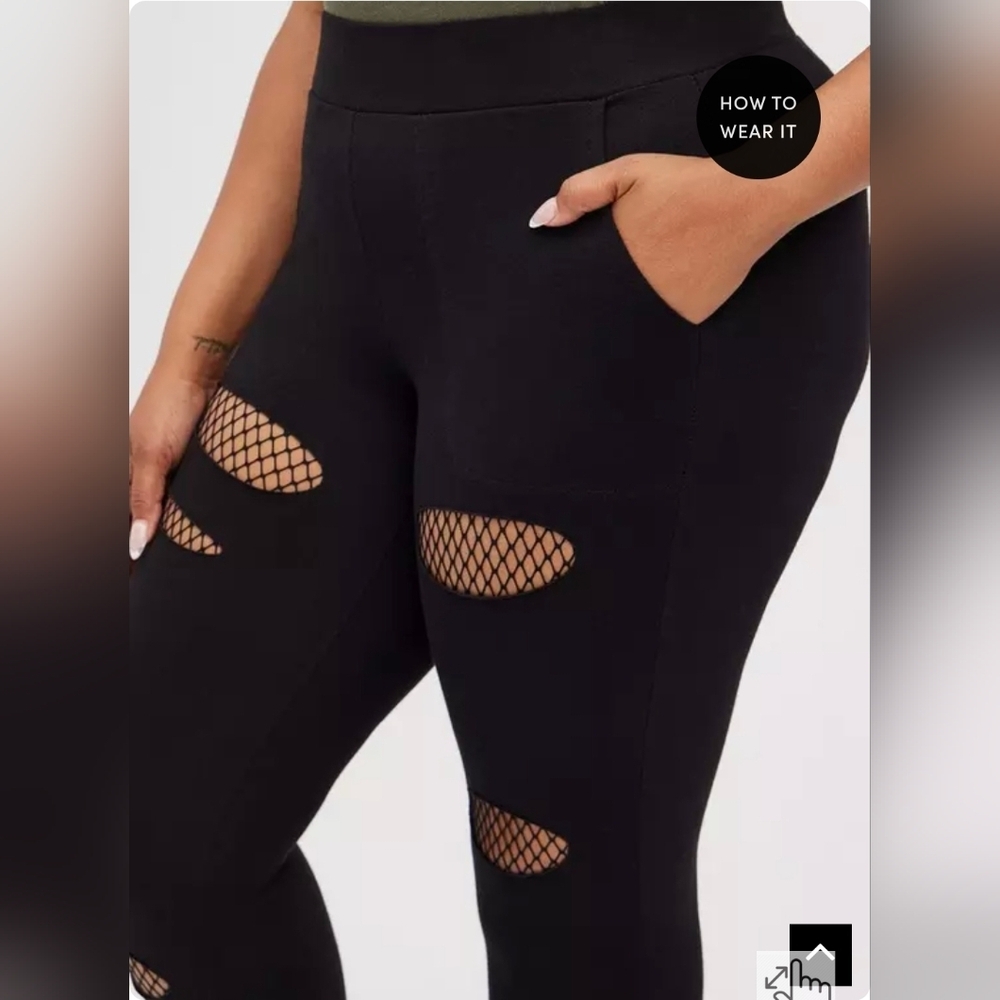 118 Torrid 3 3X Black Leggings with Mesh Fishnet Accents - Picture 10 of 10
